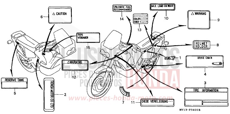 CAUTION LABEL for Africa Twin 750 SPARKLING RED (R127A) from 1996